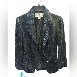 Lilli Ann Vintage Black velveteen sequin blazer Women's Jacket new